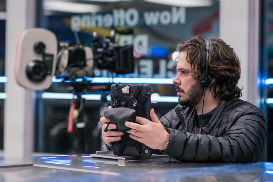 Director Edgar Wright on the set of Baby Driver