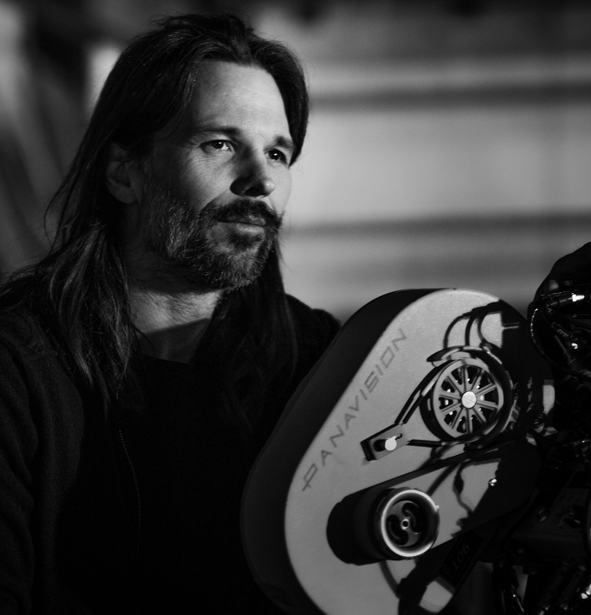 Linus Sandgren, FSF sat next to a Panavision film camera